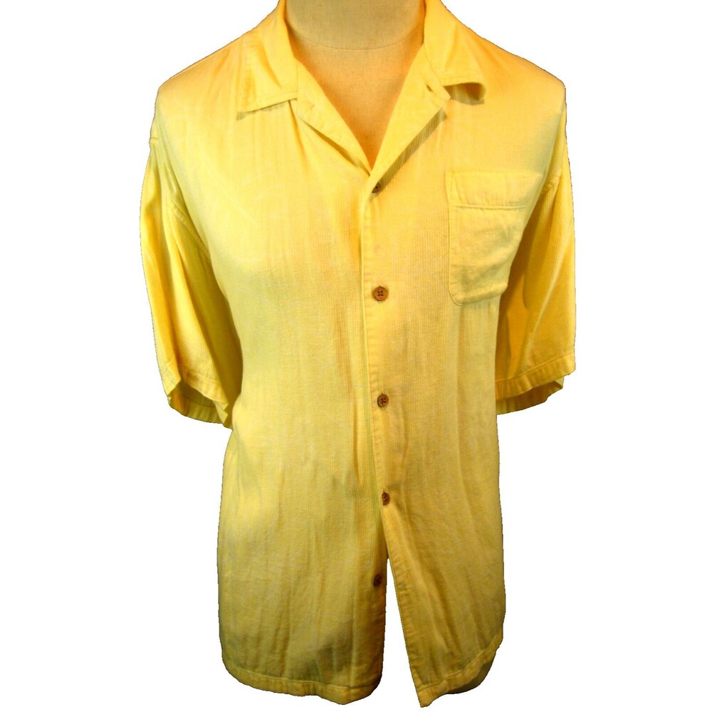 Mens Newport Blue Yellow SS Cotton/Rayon Casual Shirt w Graphics sz XL
